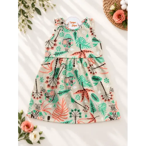 Vestido Plantas e Folhas - Areia