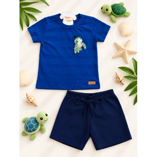  Conj. Camiseta Tartaruguinha e Bermuda - Marinho