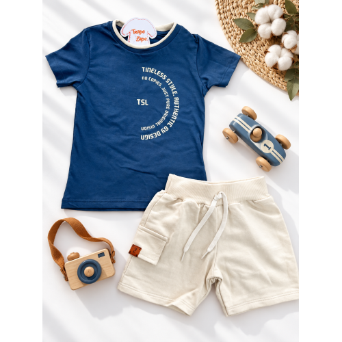 Conj. Camiseta Timeless Style e Bermuda - Chumbo e Areia