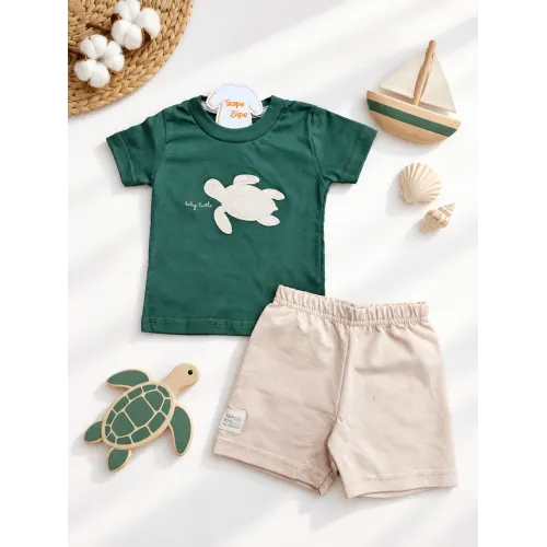 Conj. Camiseta Baby Turtle e Bermuda - Verde