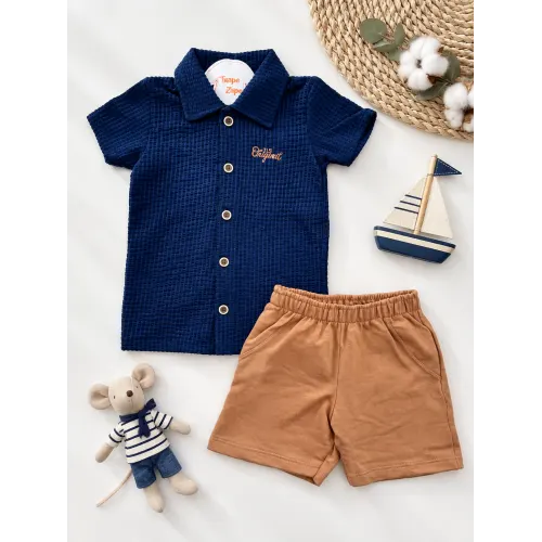 Conj. Camisa Original TLS e Bermuda - Marinho e Marrom