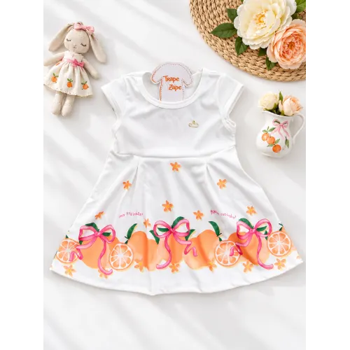 Vestido Tangerinas com Lacinhos - Branco Perolado