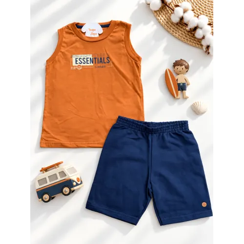 Conj. Regata Essentials e Bermuda - Ferrugem e Marinho
