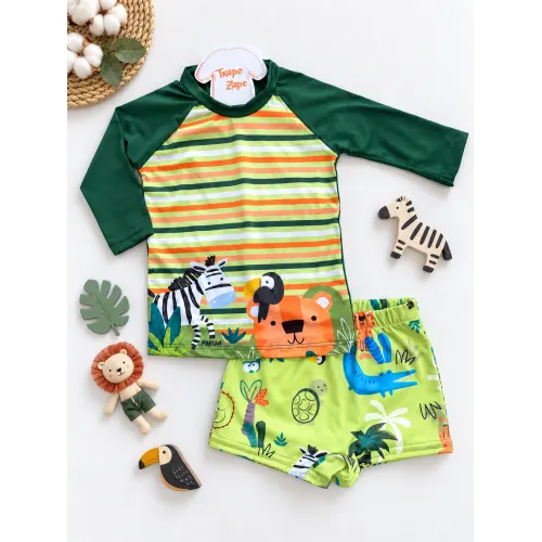 Blusa Listrada e Sunga Safari