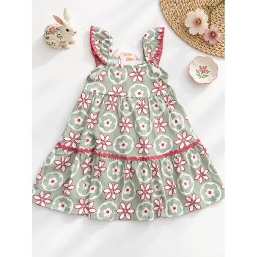 Vestido de Alcinha Floral - Verde