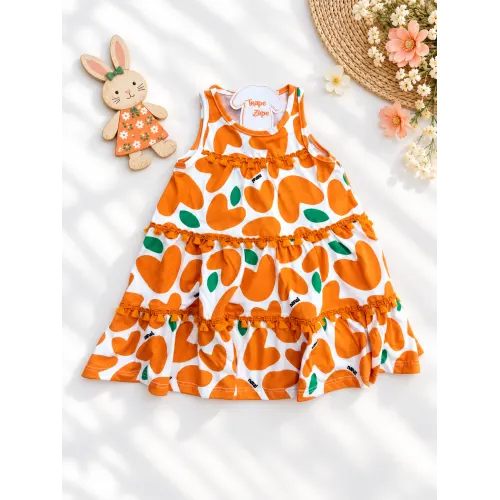 Vestido Caquis - Laranja e Off White